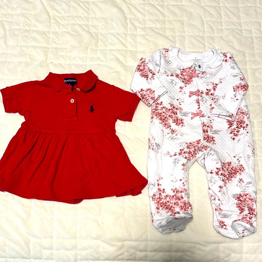 Ralph Lauren/Laura Ashley Dress & Footies size 3/6 months excellent condition